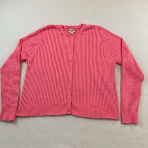 Duck Head Cardigan Sweater Womens Petite PXL Pink Cable Knit Long Sleeve Buttons